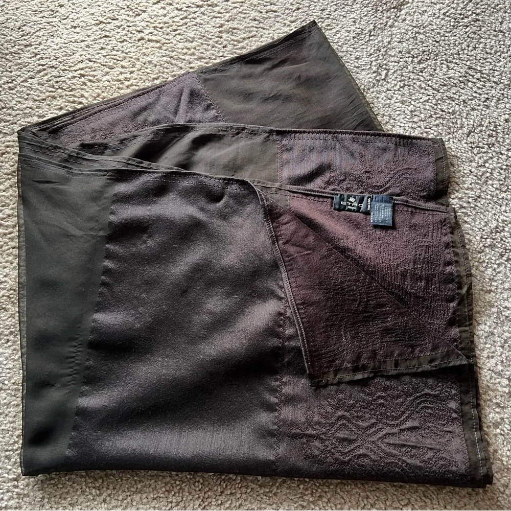 Etro Milano Wool Silk Blend Brown Large Scarf Shawl 27”X74”